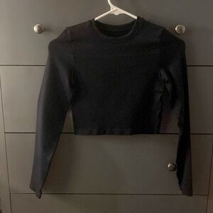 Shein XS Tight Black Long Sleeve Crop Top